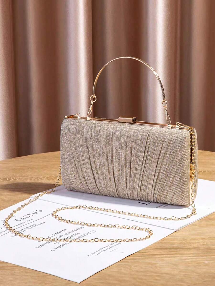 Evening Dress Pleated Bag Glitter 2025 New Banquet Bag Wedding Dinner Bag - Vàng - Xem 1