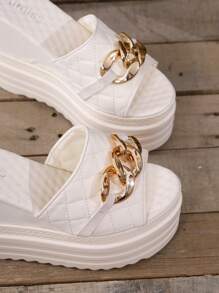 女士厚底坡跟凉鞋，12 厘米厚底系带超高跟防水坡跟拖鞋，黑色露趾鞋