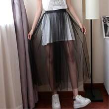 1件装女士优雅单层A字网纱半身裙，轻盈奢华休闲风 - 彩色 - 查看 2