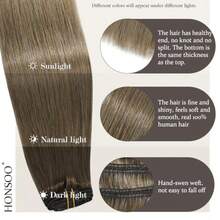 DClip In Human Hair Extensions Ash Brown Hair Extensions Real Human Hair 70g 7pcs 12Inch Silky Straight Brown Natural Hair5001 - #8灰棕色-12吋-70克 - 查看 4