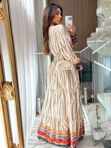 Women's Evangelical Dress With Long Sleeves In Viscose Fabric, Autumn/Winter - 卡其色 - 查看 2