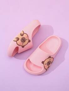 1 par de chanclas de espuma para niños, sandalias casuales de suela suave y antideslizante, ligeras y cómodas para niños pequeños y grandes, de unicolor simple con suela gruesa de EVA - Rosa - Ver 3