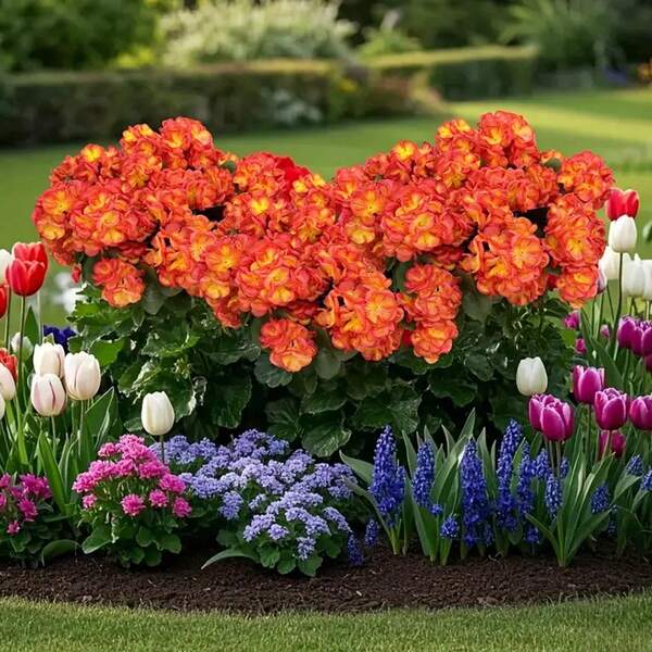 1 pieza Flores artificiales de geranio resistentes a los rayos UV - Flores de plástico vibrantes de color naranja y rojo con hojas verdes, perfectas para la decoración interior/exterior de otoño, jardines, patios y decoración del hogar, flores de plástico duraderas para todas las estaciones