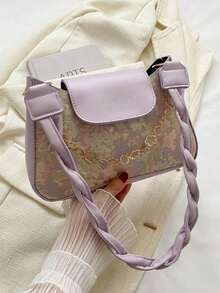 时尚撞色女士单肩包 - 紫色 - 查看 5