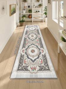 Tapete bege de 1 peça, estilo retrô europeu, lavável, antiderrapante, de lã sintética, 1160g/m², para sala de estar, quarto, cozinha, escritório, entrada