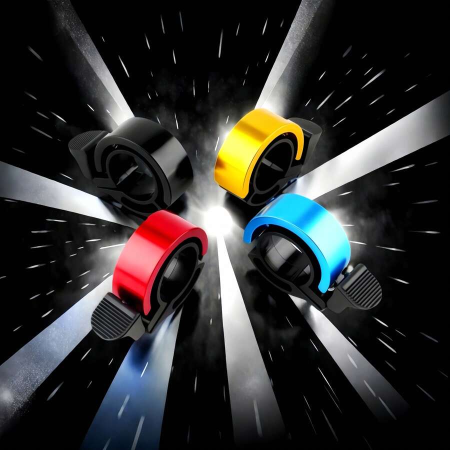 铝制圆形自行车铃铛，经典响亮清脆的自行车铃铛，自行车铃铛配件，清晰声音的自行车喇叭，成人公路自行车铃铛 - 彩色 - 查看 1