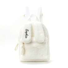 Custom Embroidered Girl's Mini Backpack, Plush Kawaii Girls Backpack, Lightweight Casual Daypack With Cute Bunny Ears, Solid Color Fashion Small Shoulder Bag For Daily Outings & Travel, Holiday Gift,Christmas Gift Supplies