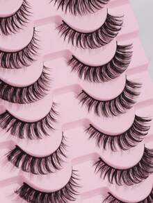 10 Pairs Russian Style False Eyelashes, D-Curl Thick & Fluffy Lashes For Daily & Party, Charming Eye Makeup, Travel Essential,Festival Lashes,Rave Makeup,Glitter Eyelashes,Rave Party Accessories - Multicolor - View 2