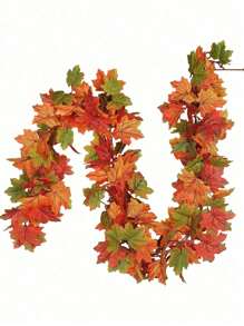 1 件/2 件枫叶花环 秋季花环 枫叶 78.74 英尺人造秋叶花环 人造秋叶悬挂藤蔓 适合室内室外家庭婚礼万圣节感恩节墙壁装饰
