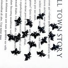 50/100 件万圣节蝙蝠树脂装饰 - 彩色平背装饰，适用于剪贴簿、美甲和婚礼装饰，各种食物主题手工配件 - 黑色 - 查看 4