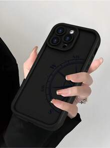 1 pieza Funda de teléfono con estilo de béisbol con bandera americana vintage y patrón de elemento de brújula minimalista, cubierta protectora suave mate negra adecuada para iPhone 16/15/14/13/12/11/Pro/ProMax/X/XR/XS/XSMAX/7/8/PLUS y modelos, gran regalo para mayores, amigos, familia, parejas, cumpleaños, conmemoración