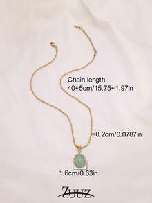 1 chiếc dây chuyền thép không gỉ, màu xanh dương nhạt, đen, mặt dây chuyền hình oval mặt trời hình học bằng men trắng dành cho nữ, quà tặng trang sức, thích hợp để đeo hàng ngày. - vòng cổ - Xem 2