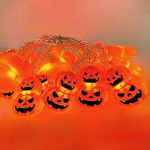 1 个 1.5M10LED/3M20LED 万圣节电池盒灯串，不含电池，具有南瓜、鬼、鬼眼、骷髅头等多种组合。万圣节装饰，适用于派对、房间和节日装饰万圣节装饰灯家居装饰派对装饰万圣节装饰房间装饰万圣节花园装饰礼物仙女
