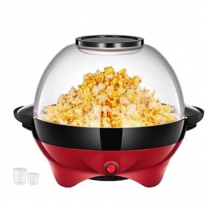 Popcorn Machine, 6.3 Quarts Electric Hot Oil Popcorn Popper Machine With Stirring Rod, Removable & Nonstick Plate, Large Lid For Serving Bowl And Convenient Storage, Removable & Nonstick Plate, Two Free Measuring Cups