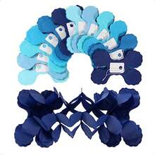BabyRoyal NavyBlue PartyDecorations Streamers Garland 12pcs  Birthday Frozen Ocean Shower 4Leaf Paper Clover Streamer Bachelorette Bridal Wedding Engagement Banners Decor Ouruola-0166 - 藍色 - 查看 4