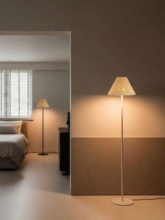 1pc USB Powered Handmade Rattan Lamp Shade Design Floor Lamp, Woven Wood Minimalist Suitable For Homestay, Modern Living Room, Bedroom, Desk, Bedside, Retro, High-End, Nordic Warm Light