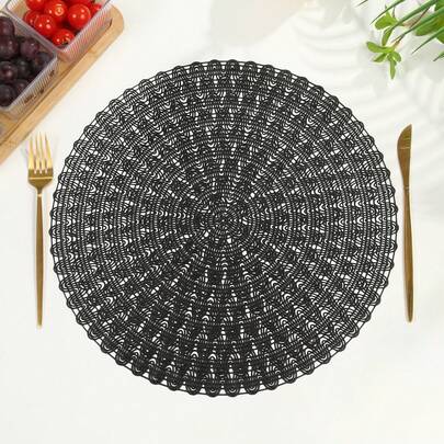1pc/4pcs/6pcs Round PVC Waterproof Placemats, Heat-Resistant Non-Slip Dining Table Mats For Party, Wedding, Holiday Decoration