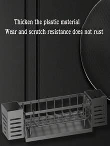 1 soporte para esponja de fregadero de cocina gris/negro, multifuncional, organizador de almacenamiento para cepillos y fregadores.