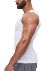 Slimming Mens Tummy Control Tank Top Shapewear Belly Chest Gynecomastia Compression Shirts Vest Girdle Body Shaper Underwear Undershirts - trắng - Xem 9