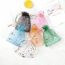 50 Pcs Moon Star Drawstring Organza Bags, Jewelry Gift Bags, Gold Star Organza Bags, Christmas Halloween Wedding Decorations, Gift Bags, Holiday Decorations - Multicolor - View 5