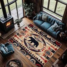 3x5 Rugs, 2x3 Rug, Southwestern Rustic Area Rug, Colorful Geometric Door, Washable & Non - Slip Small Carpet, Home Decor - Đen Đỏ Nâu - Xem 2