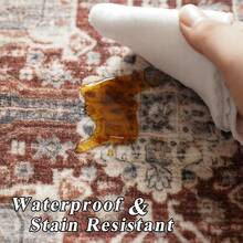 9x12 Area Rugs Living Room - Large Boho Stain-Resistant Rugs With Non-Slip Backing, Vintage Design Bedroom, Beige/Brown, Home Decor Floor - 磚 - 查看 5