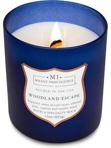 Vela en frasco Manly Indulgence Last Call de 16.5 oz - Aroma amaderado de vetiver, musgo de roble - Notas cítricas y especiadas - Eucalipto - Hasta 60 horas de combustión - Cera de mezcla de soja, vertida en EE. UU. - Escape del bosque - Ver 2
