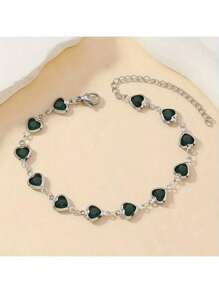 Elegant Stainless Steel Connected Heart Bracelet, Fashion Versatile Personalized Design Suitable For Women Any Occasion