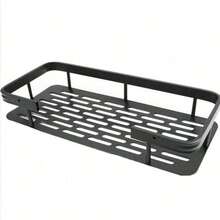 Estante de ducha, 1 pieza de estantería adhesiva para ducha con gancho, sin necesidad de perforar, montada en la pared, antioxidante, de alta gama para baño, cocina, estantería de almacenamiento, estantes, estante, negro - Multicolor - Ver 6