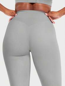 VOYJOY Women Seamless Workout Leggings Gym High Waist Yoga Pants - màu xám nhạt - Xem 6