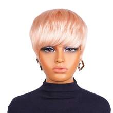 Tóc giả cắt pixie màu hồng ngắn có mái - Tóc người Remy Brazil mật độ 150%, Tóc giả thẳng nhiều lớp bồng bềnh cho nữ, Thiết kế mũ lưới hoa hồng, Kiểu dáng tự nhiên & Đa năng, Mũ vừa vặn thoải mái cho mọi tông màu be nhạt, Phụ kiện thời trang, Kiểu dáng hiện đại sang trọng, Kiểu tóc nhanh, Kiểu tóc hóa trang Halloween - SPink - Xem 4