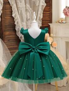 Kids Young Girl Birthday Party Dress Flower Girl Wedding Dress Soft Princess Dress Backless Bowknot Formal Wear Special Occasion Gown - màu xanh lá - Xem 1