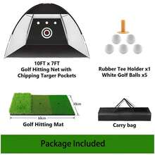 Golf Net, 10x7ft Golf Hitting Practice Net For Backyard Driving Chipping Indoor&Outdoor Swing Training Net With Base Hitting Mat, Target&Balls, Ideal Gift For Men Dad, Golf Lovers - màu đen - Xem 6