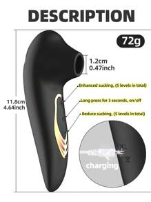 Vibrador con succión estimulador del clítoris, juguete sexual para adultos mujeres con masajeador de succión del clítoris, negro. Succionador del clítoris para mujer, juguete sexual oral y erótico de succión. Vibrador con succión del clítoris con 10 modos de vibración para la sexualidad de la mujer. Mini vibrador, producto sexual para adultos, para mujeres.