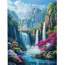 1 件 DIY 钻石画风景流水家居装饰全钻 11.8*15.7 英寸马赛克工艺墙面艺术装饰，墙面装饰钻石画，初学者手工钻石画 DIY - 彩色 - 查看 5