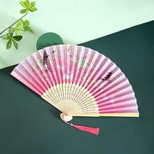 1pc Hanfu COS Sandalwood Bamboo Hollow Carved Fan, Multiple Floral Designs, Elegant Aesthetic, Suitable For Summer Travel And Photography