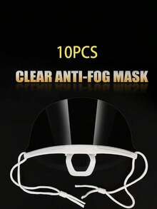 10 piezas Máscara facial de plástico transparente, máscara protectora de aislamiento, máscara desechable antipolvo para cocina y restaurante, diseño de sonrisa - transparente - Ver 7