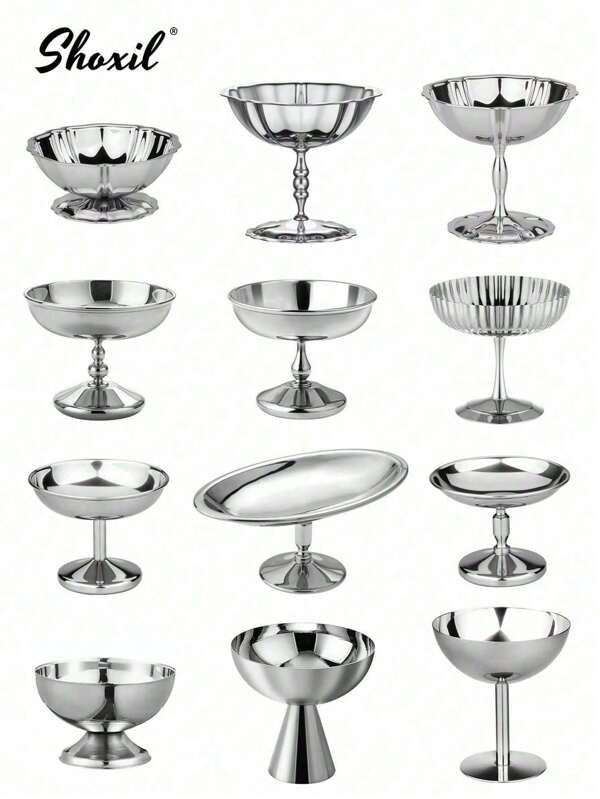 shoxil 1pc Stainless Steel Dessert Cup, Ice Cream Cup, Dessert Bowl, Yogurt Snack Candy Cups, Salad Fruit Pudding Bowls, For Party/Holiday/Festival/Family Gathering