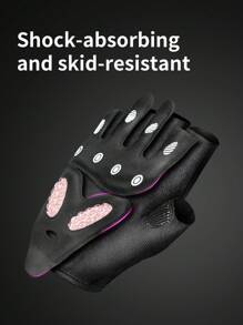 GOUNOD 1 双男女通用半指骑行手套掌心保护装置，涤纶材料公路自行车手套，配有钩环扣、防滑硅胶掌垫和方便的手指拉动。 - 彩色 - 查看 5