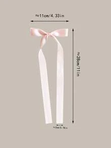 2 件套女士简约时尚蝴蝶结发夹，优雅芭蕾风格丝带发夹，甜美可爱的日常发夹，超长，爪夹，发夹，发夹，鳄鱼发夹 - 粉色 - 查看 3