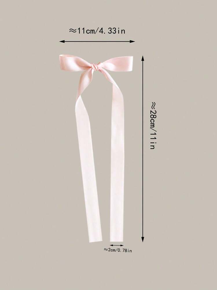 2 件套女士简约时尚蝴蝶结发夹，优雅芭蕾风格丝带发夹，甜美可爱的日常发夹，超长，爪夹，发夹，发夹，鳄鱼发夹 - 粉色 - 查看 3