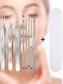 8 Pcs Of Acne Removal Tools, Blackhead Removal Tools, Acne Removal Tools, Stainless Steel Professional Grade Extraction Tools For Removing Blackheads, Whiteheads, Acne, Blemishes And Acne Sending Storage Plastic Box - Multicolor - View 9