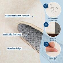 Modern Washable Solid Kitchen Printed Area Rug Easy To Clean Home Aesthetic Decor Carpet Stain Resistant Non Shedding Floorcover Low Pile Soft Entrance Runner Rug Non Slip Bordered Mat Throw Rug For Living Room Dinning Room Bathroom Bedroom Laundry - 米色 - 查看 5