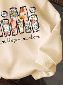 Young Girl Letter Pattern Warm Sweatshirt - Apricot - View 4