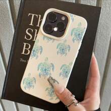 1 pieza Funda de teléfono con patrón de tortuga marina en degradado azul, hecha de material TPU, apta para iPhone/teléfonos