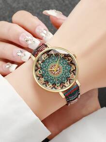 2 件/套女士时尚休闲个性化数字表盘优雅石英腕表组合套装（不含表盒） - 彩色 - 查看 3