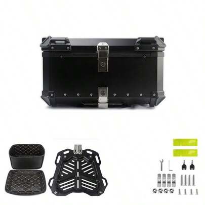 65L Motorbike Top Case, Aluminum Waterproof Dustproof Anti-Theft Scooter Luggage Storage Tour Tail Box For Storage Helmet, Motorcycle Helmet Luggage Storage Rear Tour Box