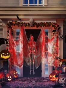 1pc Halloween Gauze Stretch Cobweb Black/ White/Red For Haunted Houses Halloween Party Scene Home Bar Haunted House Decor Horror Prop