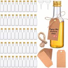 30 Stück Mini Spirituosenflaschen Set, 25ml, 50ml, 100ml, 150ml Plastik Spirituosenfläschchen, Mini Plastik Schnapsfläschchen mit Deckeln, 2 Flüssigkeitstrichter und Beigefarbene Etiketten, Mini Weinflaschen, Heißsaucenflaschen, Schnapsfläschchen, Mini Saftflaschen - Silberne Kappe - Übersicht 7