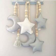 Baby Room Decor For Nursery - Luna Blanca + Estrellas Rosas - Ver 2